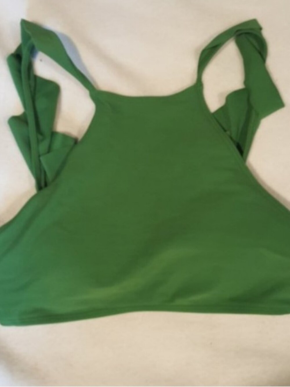 Aerie Womens Green Ruffle Scoop Back Bikini Top Sz S